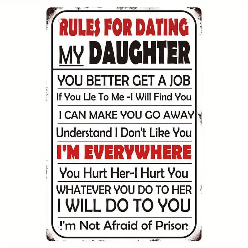 Плакаты для свиданий моя дочь, металлический жестяной Декор для дома, ворот, кухни, столовой, бара, кафе, подарок, 8 × 12 дюймов