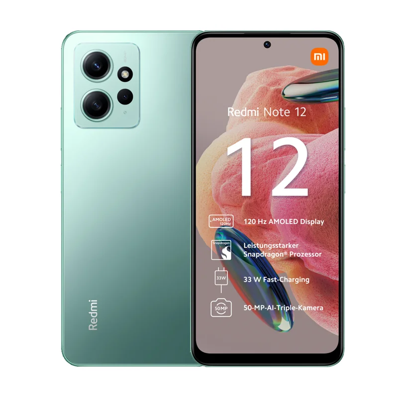 Redmi Note 12 5G Smartphone 4+128GB, Pantalla 6,67 AMOLED FHD+ 120Hz,  Qualcomm Snapdragon 4 Gen 1, Triple cámara de 48MP, carga turbo 33W, 5000  mAh, verde (Versión ES + 3 años de garantía) : : Electrónica