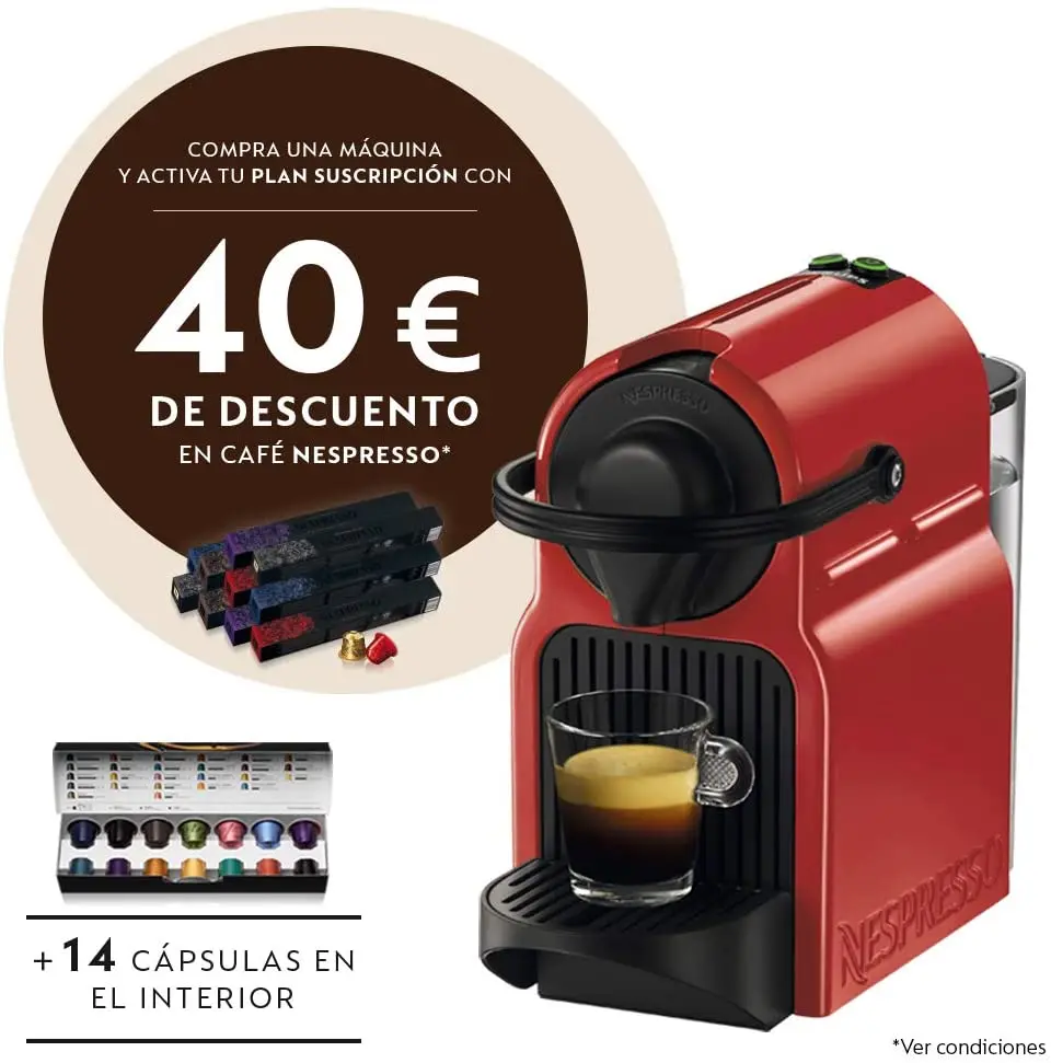 Krups Nespresso Inissia XN1005-coffee machine single dose capsules Red