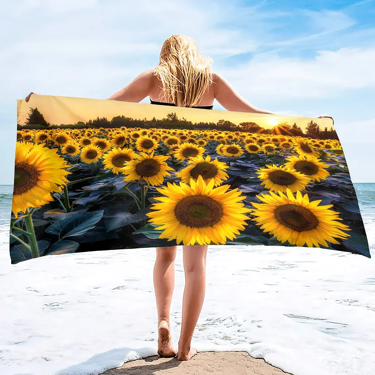 

Microfiber Beach Towel,Oversized Travel Sunflower Sand Free ,Pool Swim Soft Towels Blanket Bulk