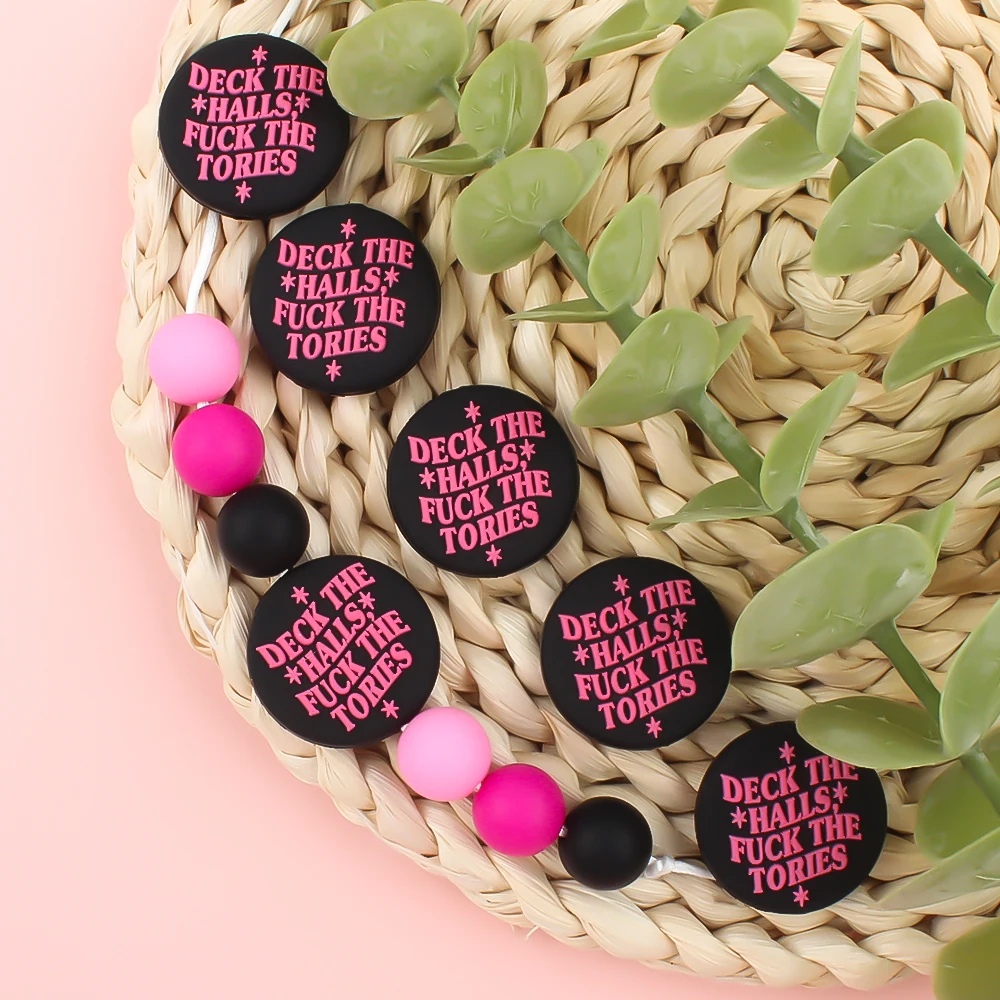

5/10Pcs Baby Silicone Beads Teether Black Round BPA Free Teething DIY Toys Cartoon Contact Chewer Relieves Discomfort