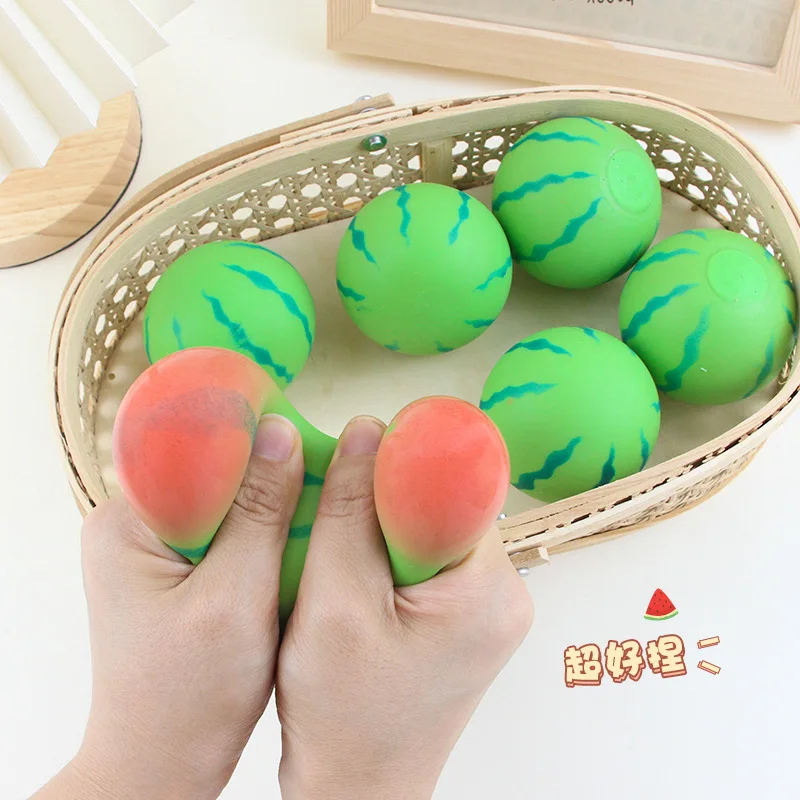 

Summer Hot Selling Soft Glue Color Changing Watermelon Pinch Le Vent New Strange Red Sandwich Fruit Decompression Children's Toy