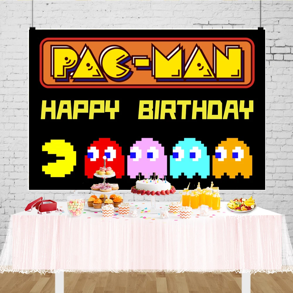 Pacman-Backdrop-Happy-Birthday-Party-Decorations-for-Kids-Boys-Video ...