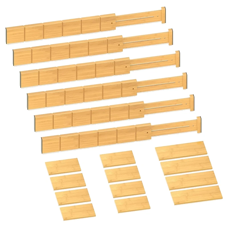 

6 Piece With 12 Inserts Expandable Kitchen Drawer Organizer Adjustable Drawer Separators