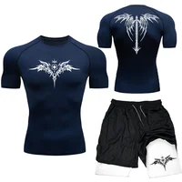 New MMA Boxing Compression Set Sportwear for Men Quick Dry Gym Shorts T Shirt Running Workout Tight Sport Rashguard 2PCS Suit - Image 3