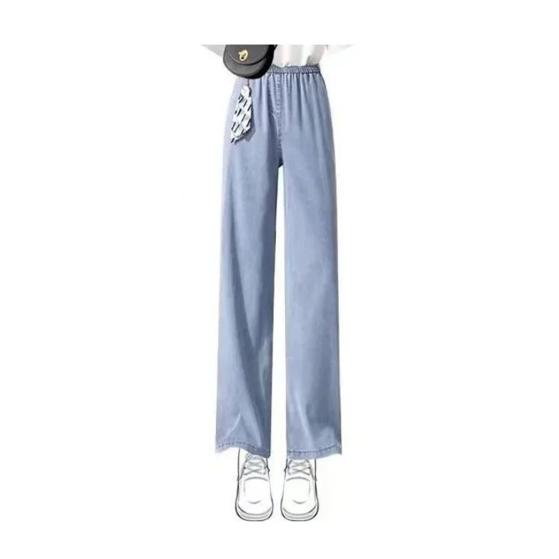 2024 Summer New Suit Women's Korean Version Loose Short Sleeve T-Shirt Wide-leg Jeans Fashion Two-Piece Set