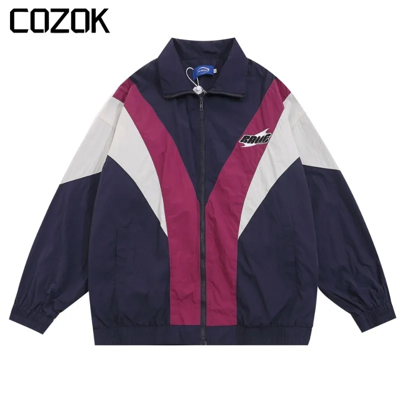 

High Street Varsity Jacket Men Sports Patchwork Loose Letter Embroidery Windbreaker Unisex Bomber College Casual Outwear Autumn