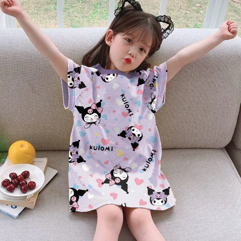 

Kawaii Мультфильм Sanrios Домашняя одежда пижамы My Melody Kuromi Cinnamoroll милый аниме Чистый хлопок девушка ночная рубашка Лето ребенок