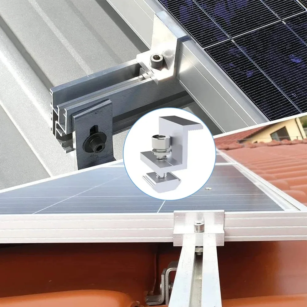 Solar Panel Adjustable Bracket Clamps PV Bracket Mounting Clip Mid And End Clamp For Fixing 30mm 35mm 40mm solar panel mounting set solar panel clips