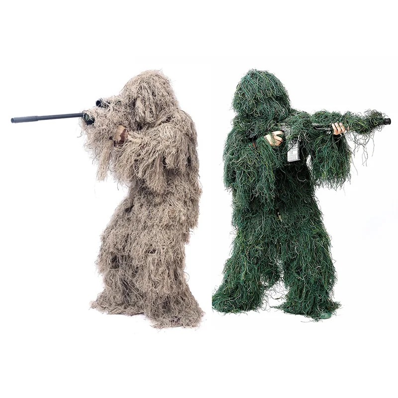 Ghillie Suit Mimetica - Tuta Da Cecchino Per Softair, Caccia E Fotografia, Con Foglie E Fili, Invisibilità Totale