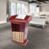 Wooden Church Classroom Lecture Stand Presentation Stand for Office Church Paint-Free Stable Structure Raised Edges 4