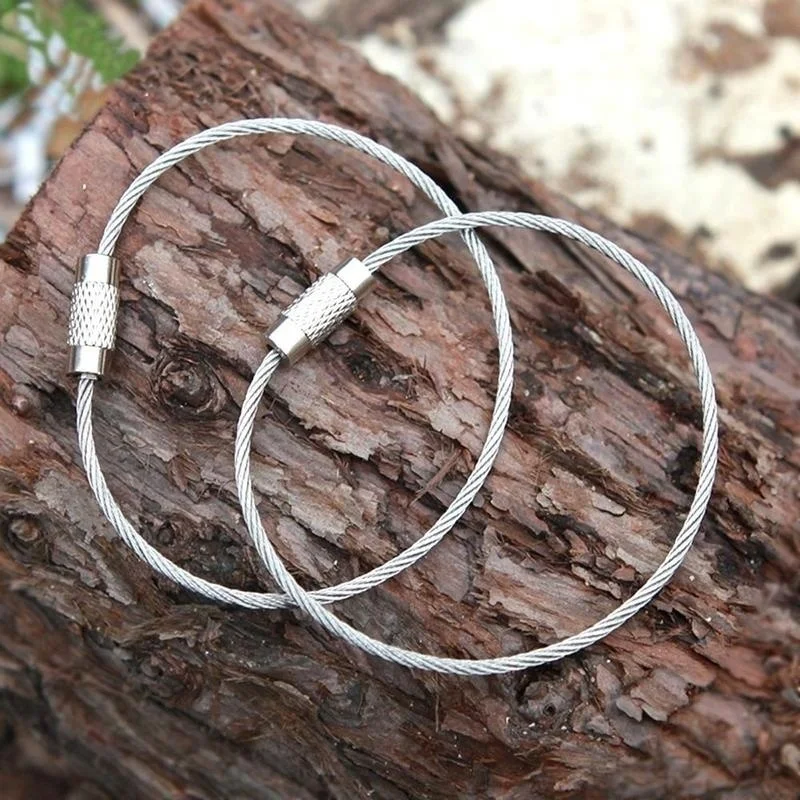 10 Stück Edelstahl-Draht-Schlüsselanhänger, Kabel-Schlüsselanhänger für Outdoor, Wandern, Camping, langlebiger Mehrzweck-Schlüsselhalter – Detail 9