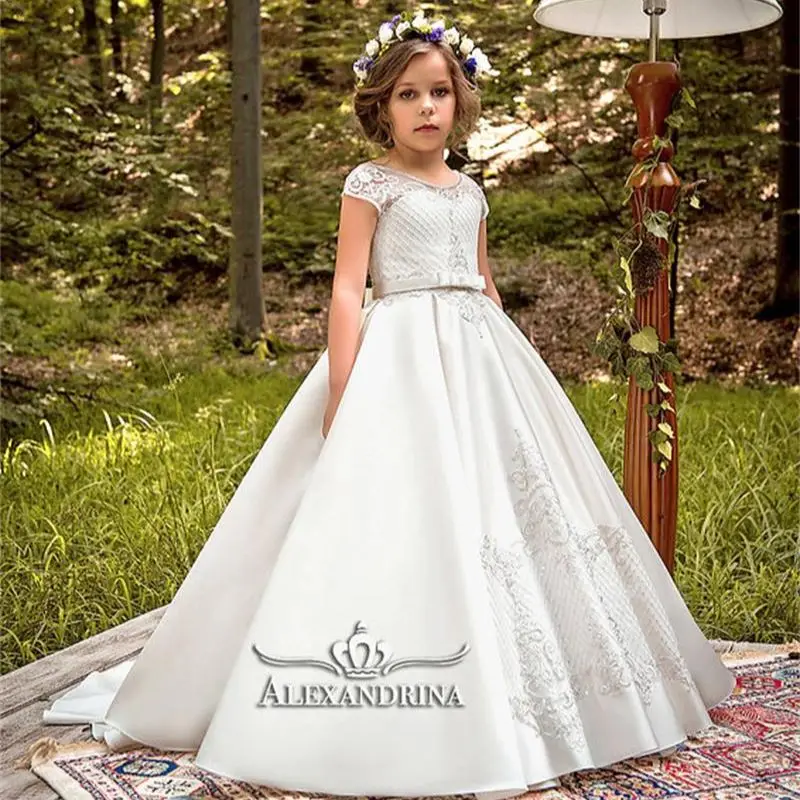 Girl Communion Wear Wedding Flowers Girl Gowns Boho Dress Flower Princess Gowns for Wedding