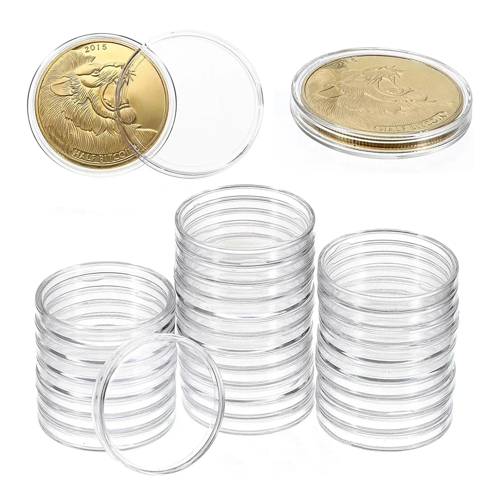 20PCS Transparent 50mm Coin Cases Plastic Coin Capsules Storage Box, 50mm Diameter Coins Organizer Collection Supplies 3