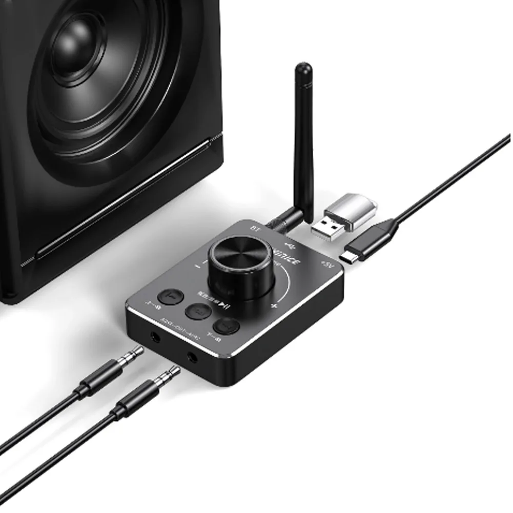 USB 볼륨 조절 손잡이 금속 볼륨 손잡이 3가지 모드 블루투스 호환5.1 원키 음소거 3.5mm AUX(재생/일시정지/뒤로/앞으로)