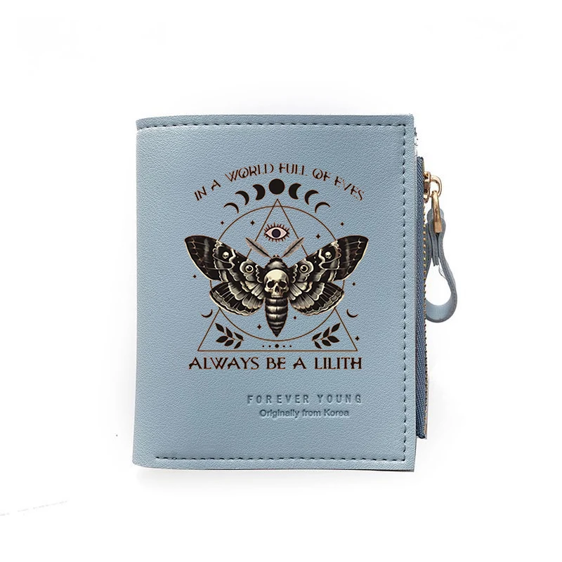 Halloween wallet with double fold and card slot exquisite short purse high-end leather zipper coin bag the best souvenir gift