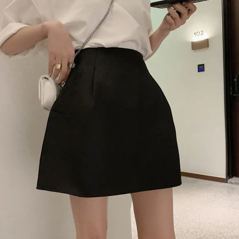 Skirt female summer 2024 new plus size loose retro high waist slim white umbrella skirt bud. black skirt
