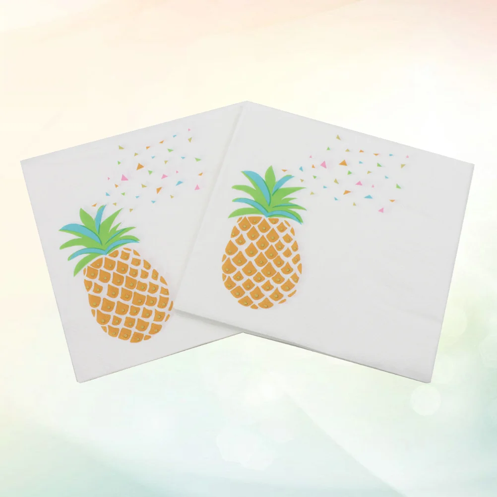 20 Sheets 33x33cm Pineapple Printing Napkin Disposable Paper Fruit Paper Napkin For Party Party Supplies for Party Banquet