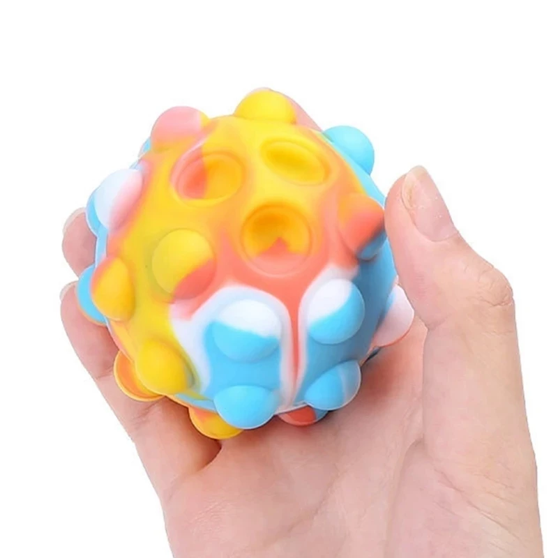 Anti Stress Toy Rainbow Ball Push Bubble Antistress Cube Decompression Toys Squeeze 3D Elastic Ball Stress Relief Sensory Toy For Kids Gift