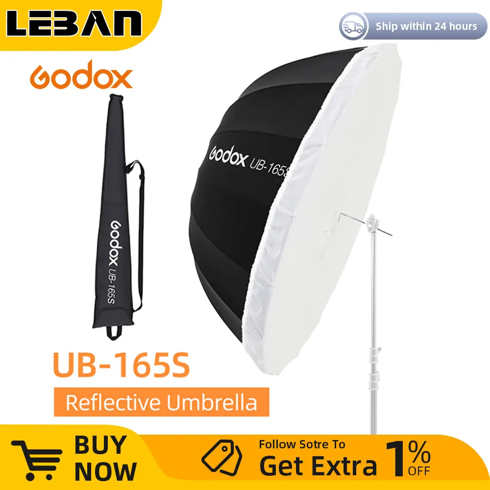 Godox UB165S 65 inch 165cm Parabolic Black Reflective Umbrella Studio Light Umbrella with Black
