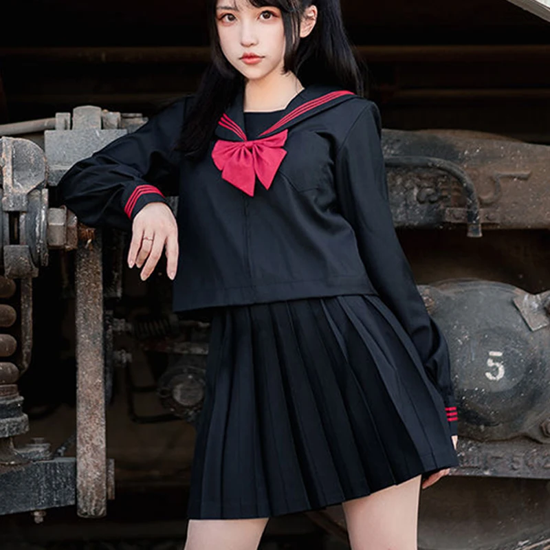 Japanese-School-Uniforms-S-2xl-Student-JK-Uniform-Black-Red-Sailor ...