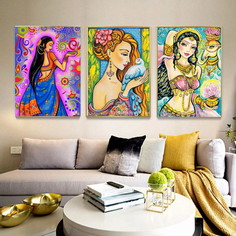 Beautiful Indian Woman Diamond Painting Diwali Dance 5D Full Drill  Embroidery DIY Cross Stitch Kits Mosaic Picture Home Decor - AliExpress