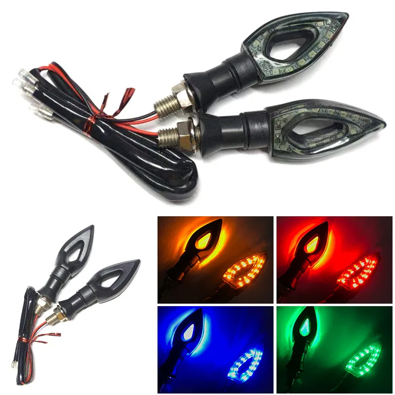 

2pcs Motorcycle Heart Shape Universal 12 LED Turn Signals Short Turn Signal Lights Indicator Blinkers Flashers Lamp 5 Colors