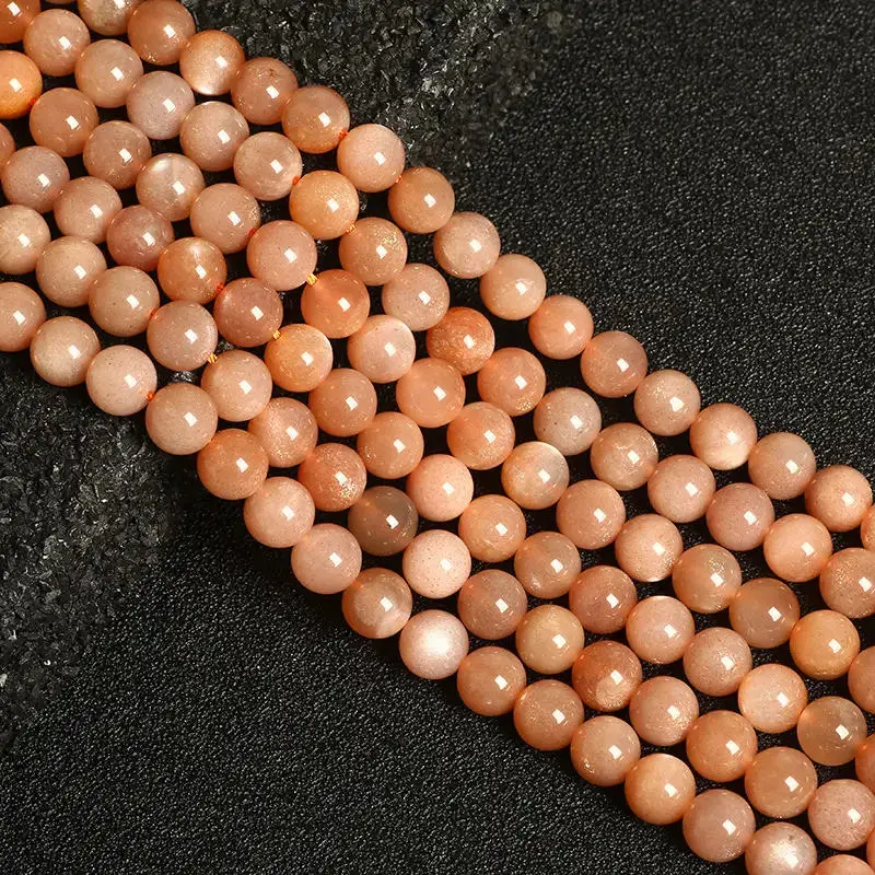 Top Grade Natural Sunstone Beads 6/8/10/12MM Round Golden Sun Stone Loose Charm Beads Orange Moonstone For DIY Jewelry Making