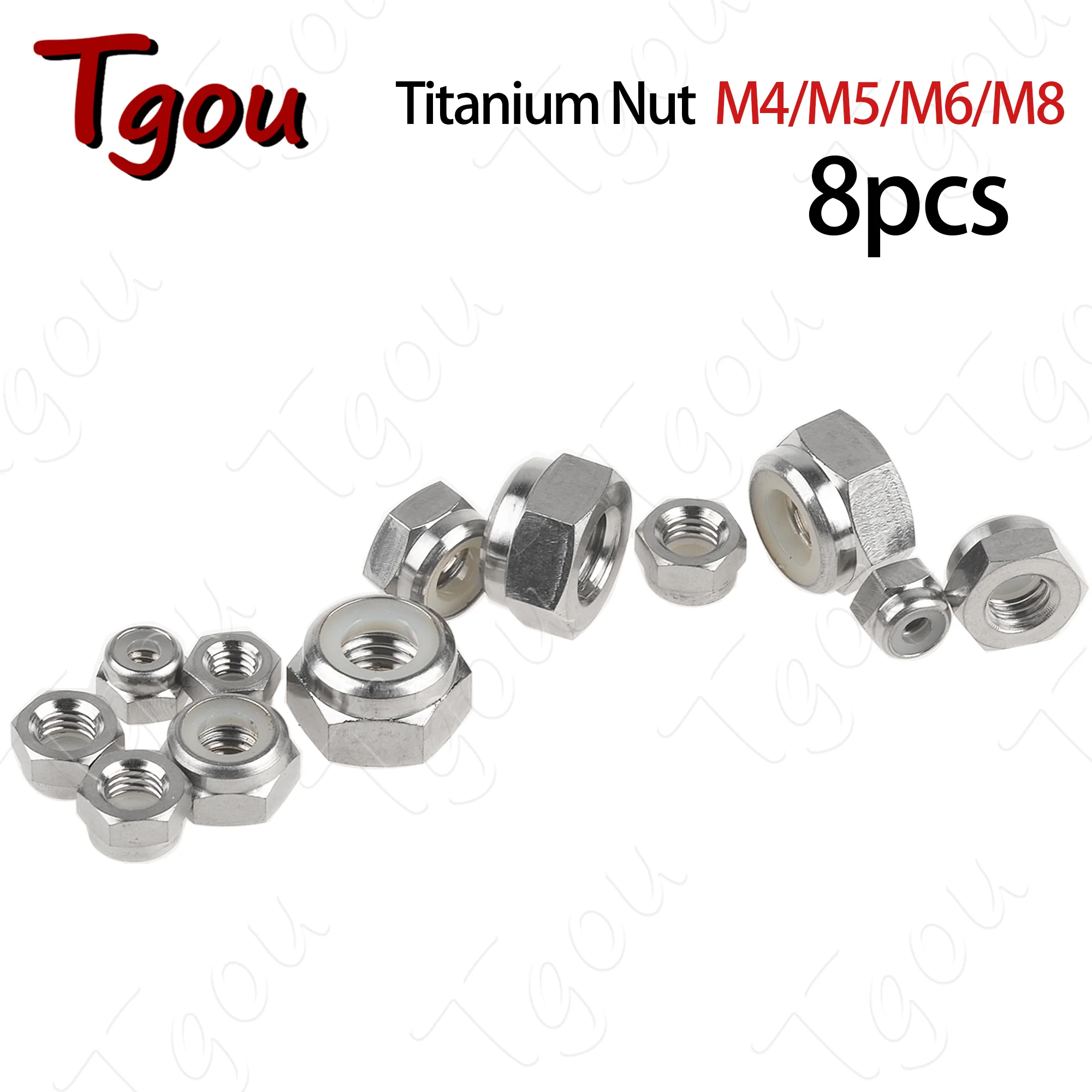 Titanium Nut M4/M5/M6/M8 Nylon lock Nuts for Bicycle Motorcycle 8pcs