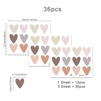 36pcs Heart Shape Trendy Boho Style Wall Stickers Bohemian Wall Decals for Living Room Bedroom Nursery Room Kids Room Home Decor 5