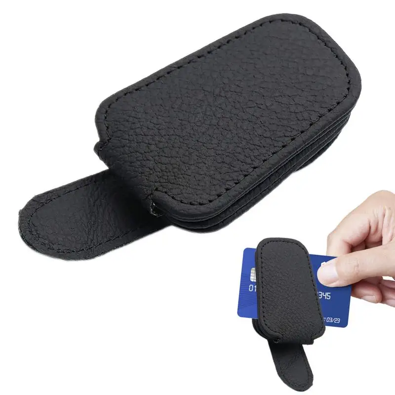 Sunglass Holder For Car Magnetic Leather Car Sunglass Holder Ticket Card Clip Universal Eyeglasses Visor Clip Holder Visor