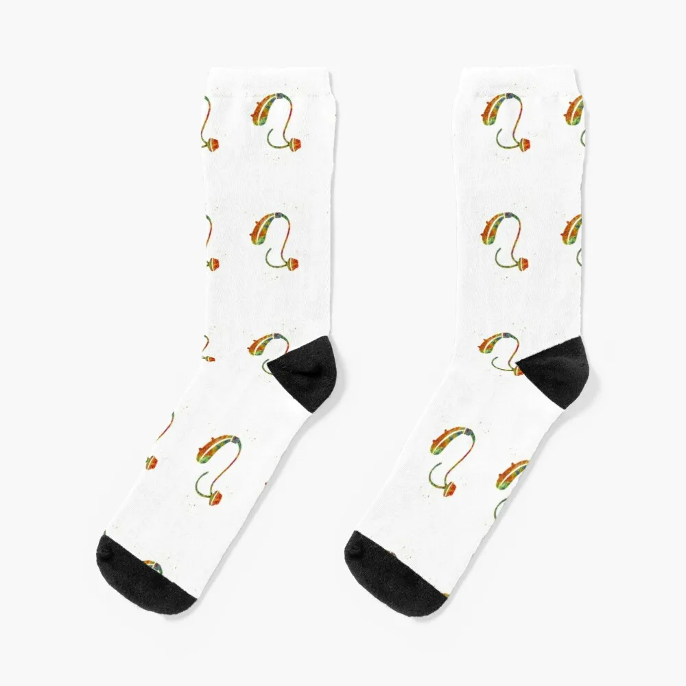 Hearing Aid Socks Socks Cycling grizzly bear loves salmon so much socks christmas hockey cycling socks