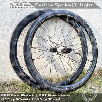 Ruote da Strada in Carbonio X-Light 700c con Freno a Disco, Perno Passante Urke C200 12x100 12x142mm, Set Ruote Bici Shim/XDR UCI