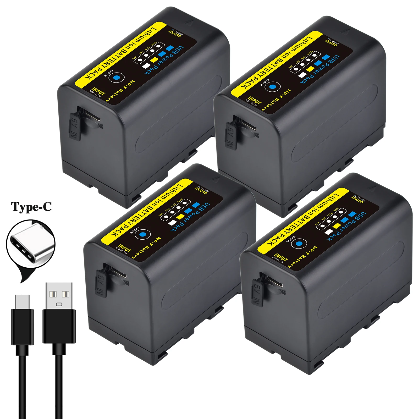 Bateria Batmax 6400mah np F750 np F770 Led Indicador de Alimentação com Porta tipo c para Sony np F960 F970 Np-f550 V1j z1