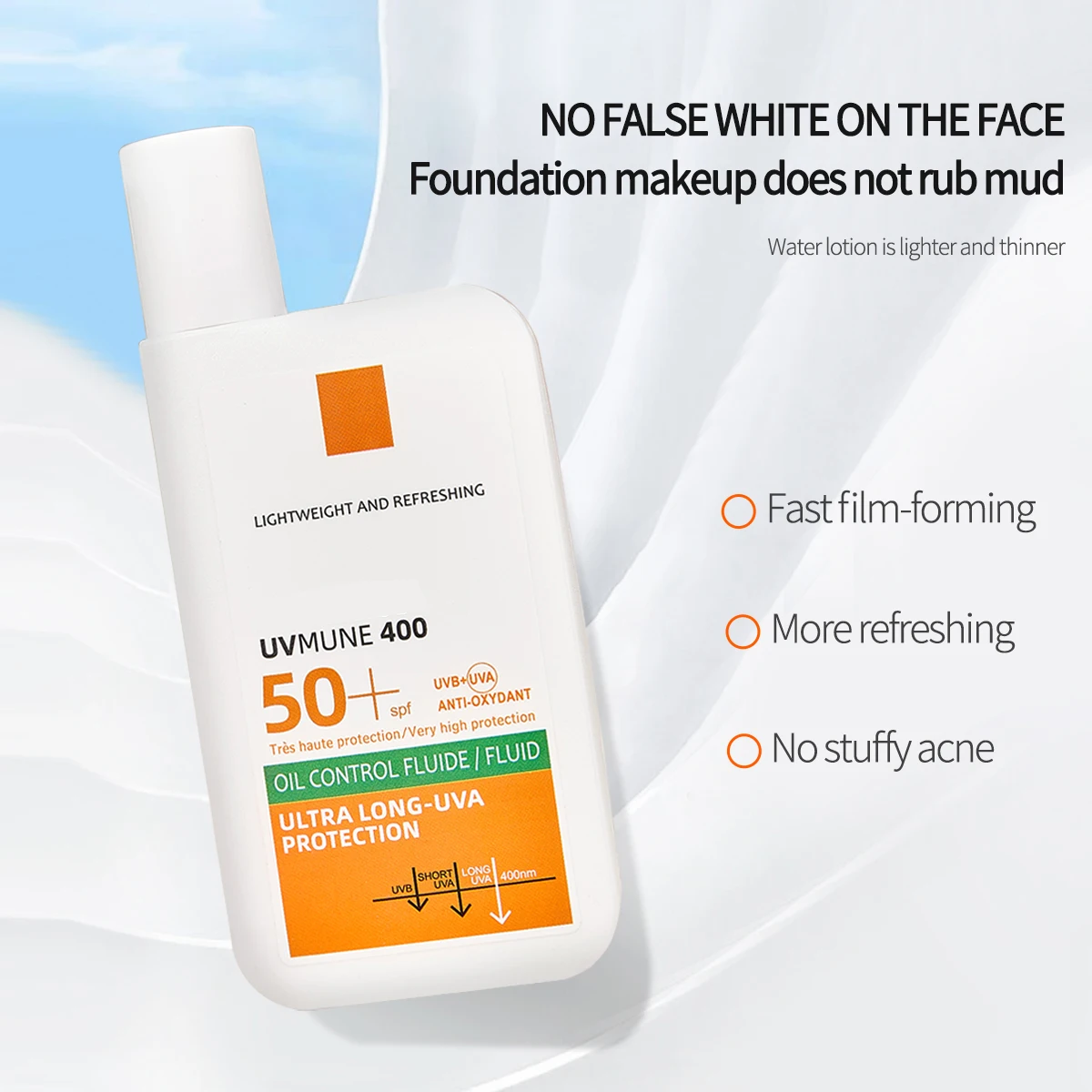 Face Sunscreen Ultra SPF50+ Body Sunscreen Anti-Imperfection Anti-Shine Invisible Fluid Waterproof Portable Sunscreen Cosmetics 2
