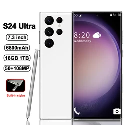 NEW S24 Ultra Smartphone Network 7.3inch 16GB+1TB Android Mobile Phones Unlocked 6800mAh 50MP+108MP 5G Original Cellphone Celul