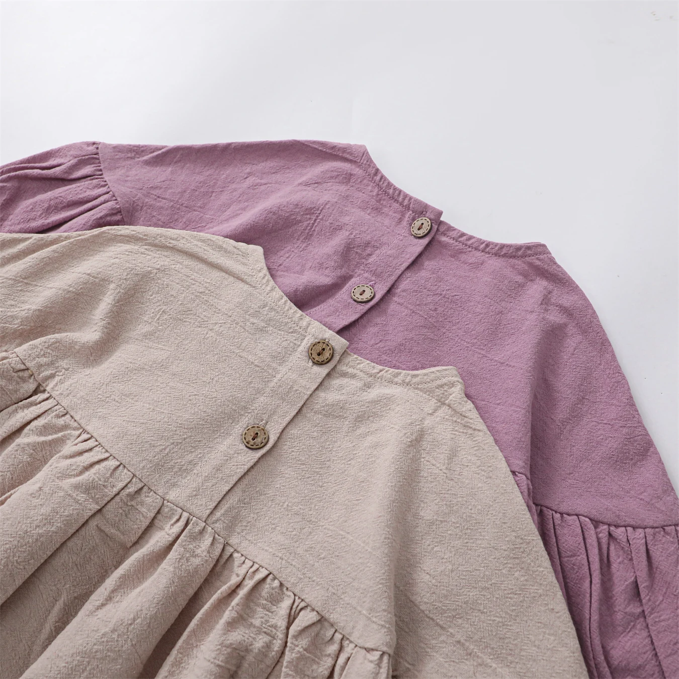 Girl's Cotton Linen Long Sleeve Dress Children's Fresh A-Line Dress Kids Clothing Autumn Style