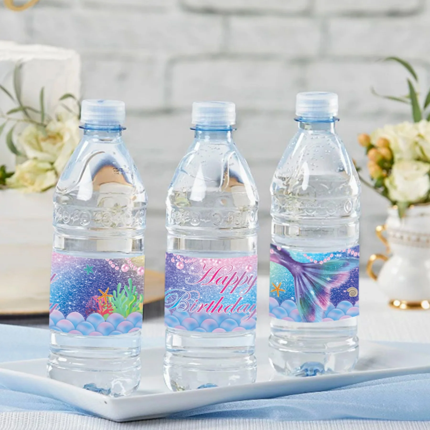 Mineral Water Bottle Sticker Sticker Label Mermaid Dinosaur Love Cross Cow Boxer Airplane Water Bottle Body 10pcs/Pack