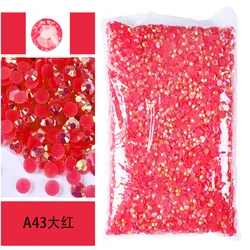 Vibrant Jelly Color Transparent Resin Rhinestones for Nail Art & Garment Decoration, Bulk Wholesale (Red AB)