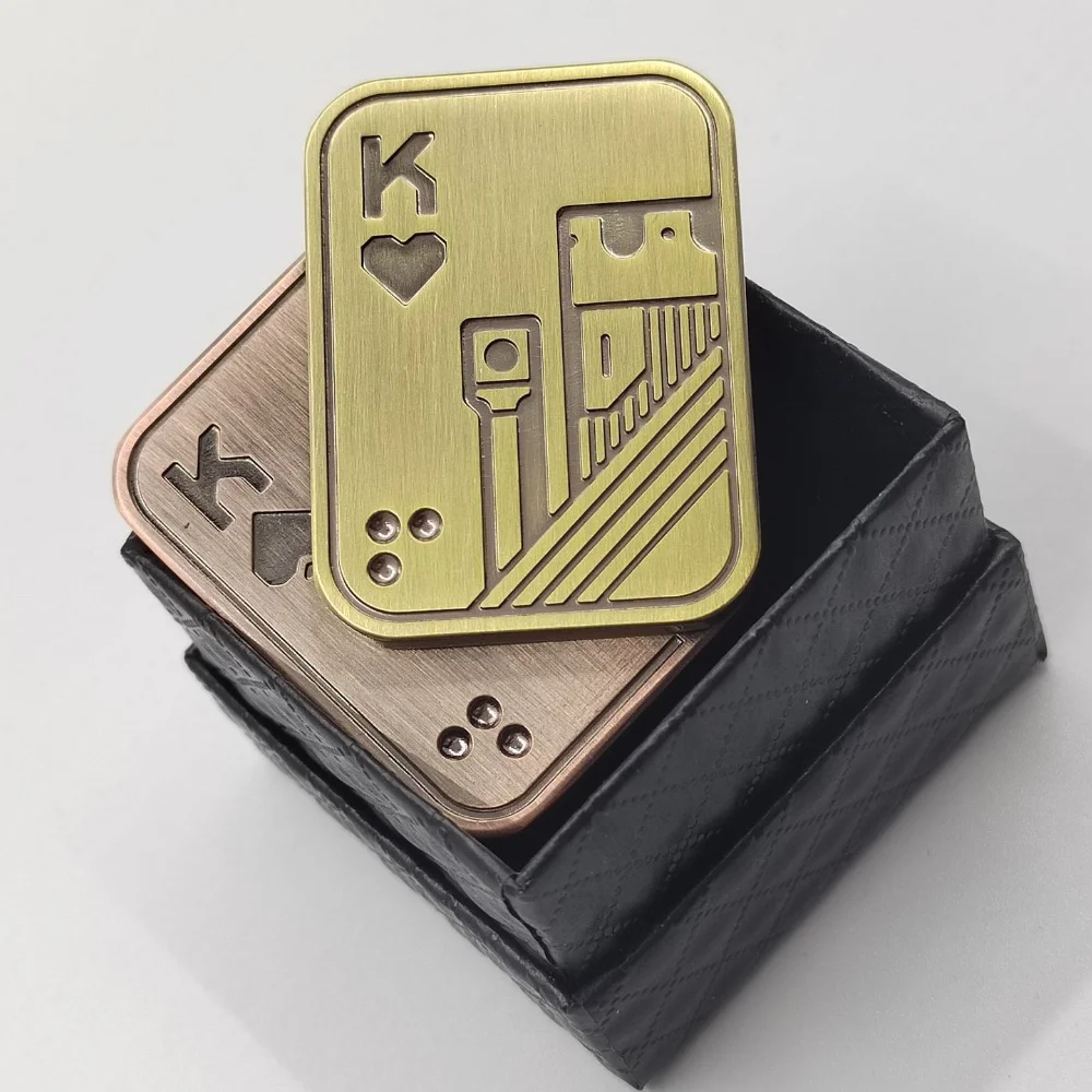 EDC Fingertip Metal Push Coin Poker Fidget Toys AK King Pop Coin Gyro Toy Stress Relief Hand Push Sound Pop Card  Anti Anxiety