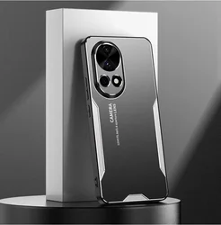 Luxury Aluminum Alloy Metal Shockproof Bumper Camera Protect Phone Case for Nova 12 pro (Silver)