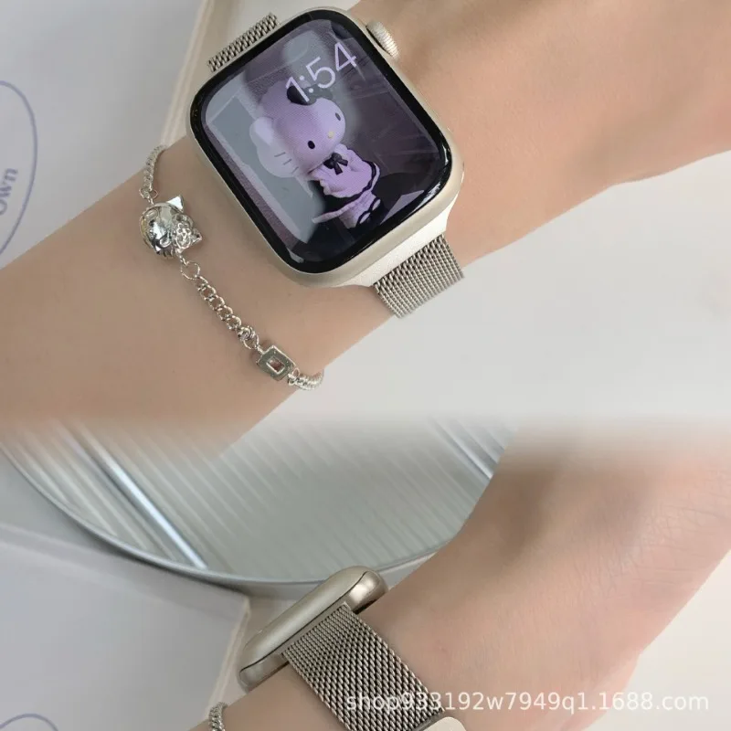 Hello Kitty Cartoon Magnetic Loop Strap for Apple Watch Band 44mm