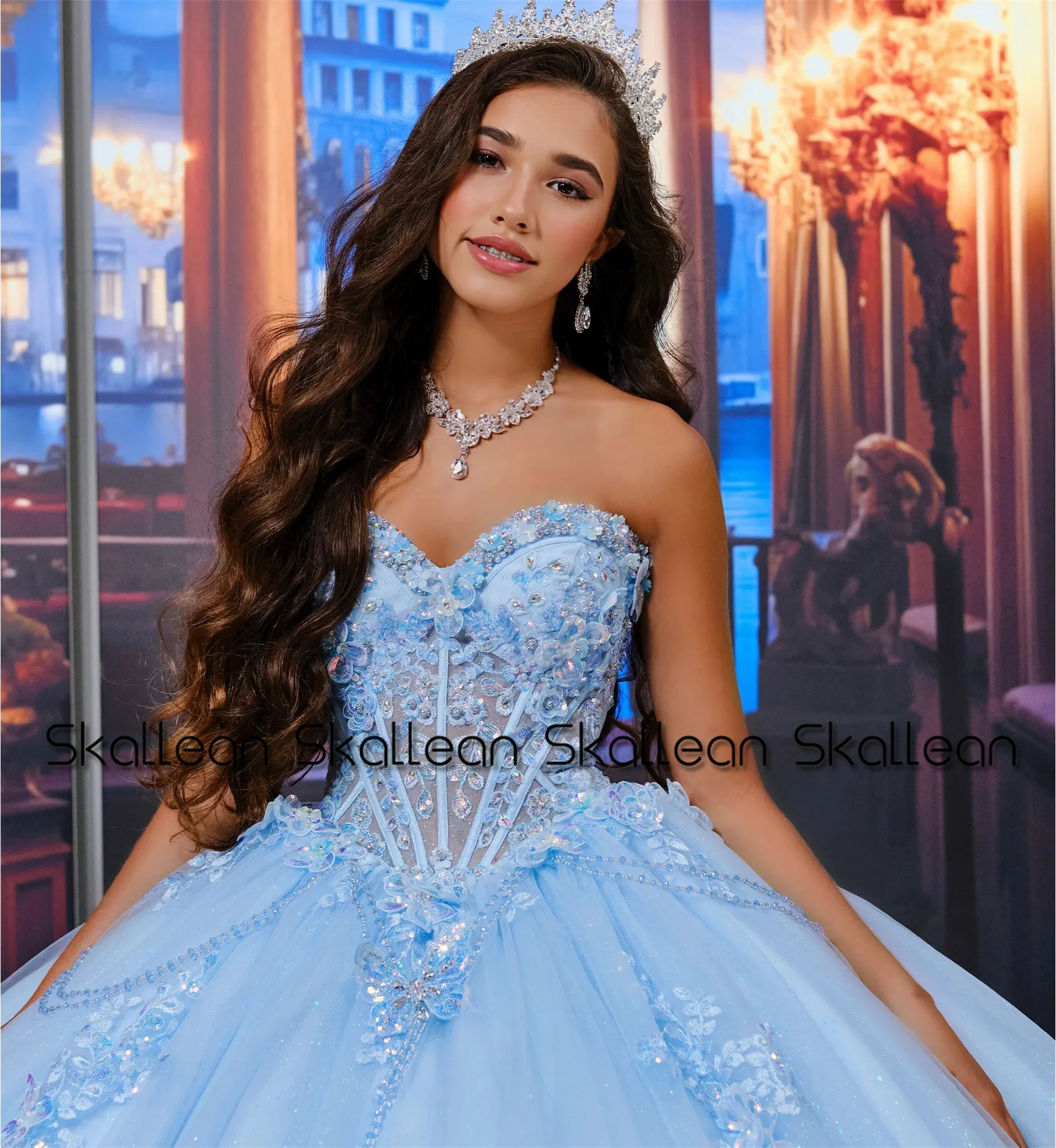 Skallean Modern Quinceanera Dresses μҸ ø  ڸ Tulle Vestidos De 15 Anos De Dos Piezas Customized