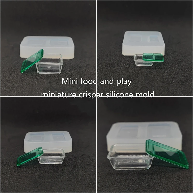 1PC Silicone Dollhouse Crisper Mold Miniature Dollhouse DIY Kitchen Tableware Access Material Epoxy Resin Casting Mould silicone mold