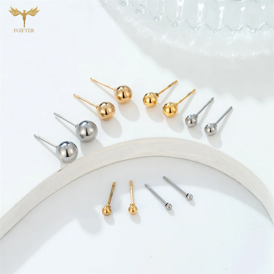 12 Pairs 2-7mm Mixed Size Solid Ball Earrings Set Women Men Stainless Steel Piercing Jewelry Minimalist Big Small Globe Ear Stud 3