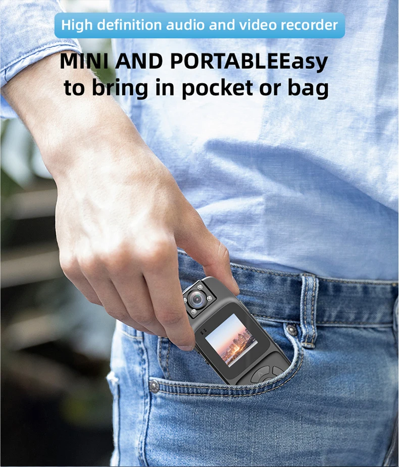 WiFi Mini Camera 4K HD Portable Digital Video Recorder Back Clip Police Body Cam