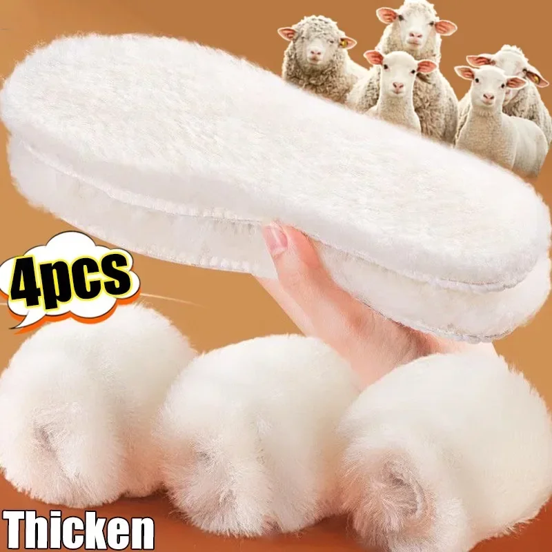 6/2pcs Sheepskin Insoles Natural Fur Wool Snow Boots Shoe Pad Men Women Children Warm Winter shoe insoles orthopedic insoles