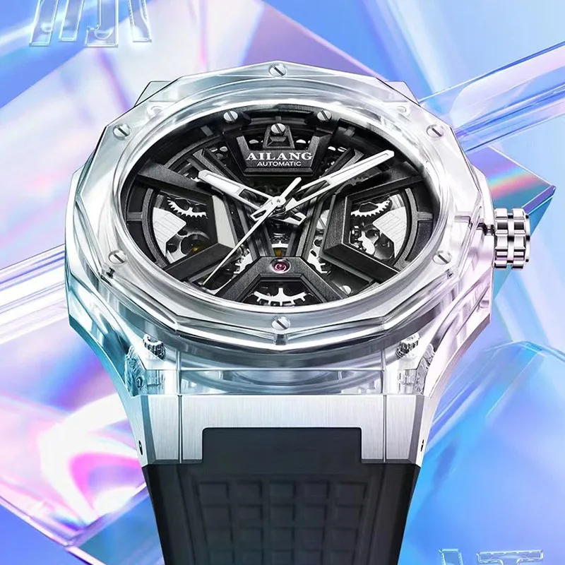 AILANG 2024 New Fashion Hollow Automatic Mechanical Watch For Men Luxury Brand 30M Waterproof Clock Personalized Men Watch Reloj