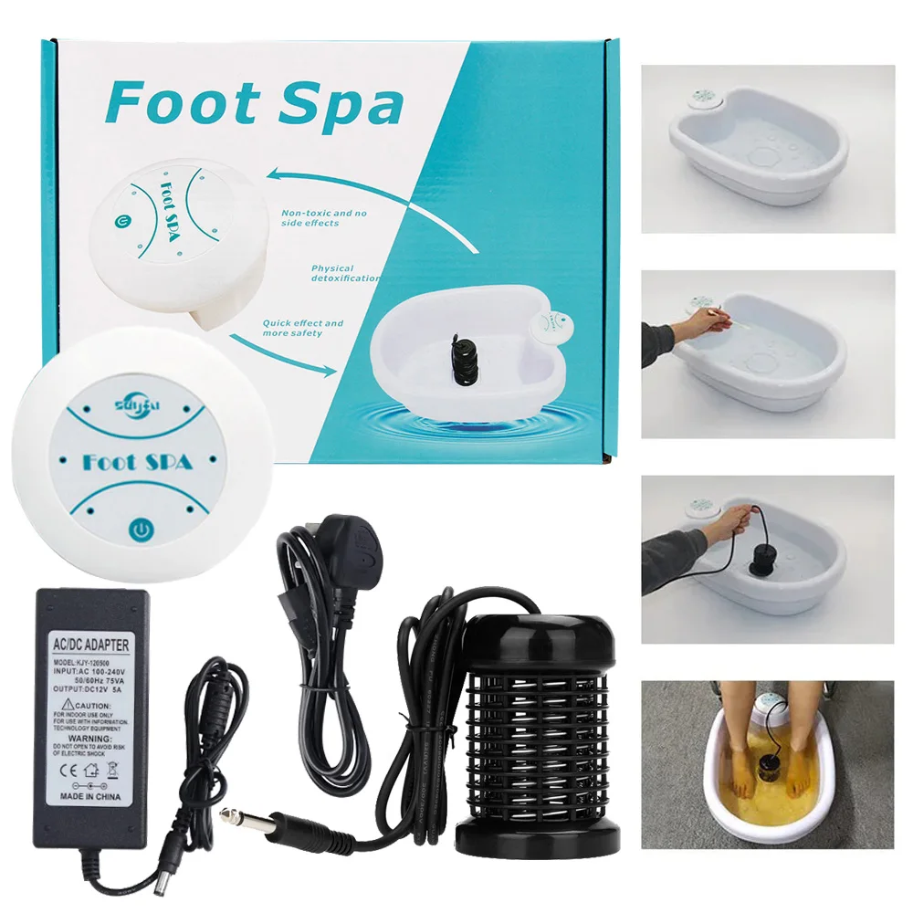 Electric Detox Ionic Foot Spa Bath Machine Mini Foot Bath Ion Health Therapy Cleanse Footspa Vibration Foot Spa Care Array Aqua