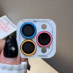 Luminous Ceramic Camera Protector Film with Glowing Lens Ring Cap for 15proMax(3pcs (Yellow blue pink)